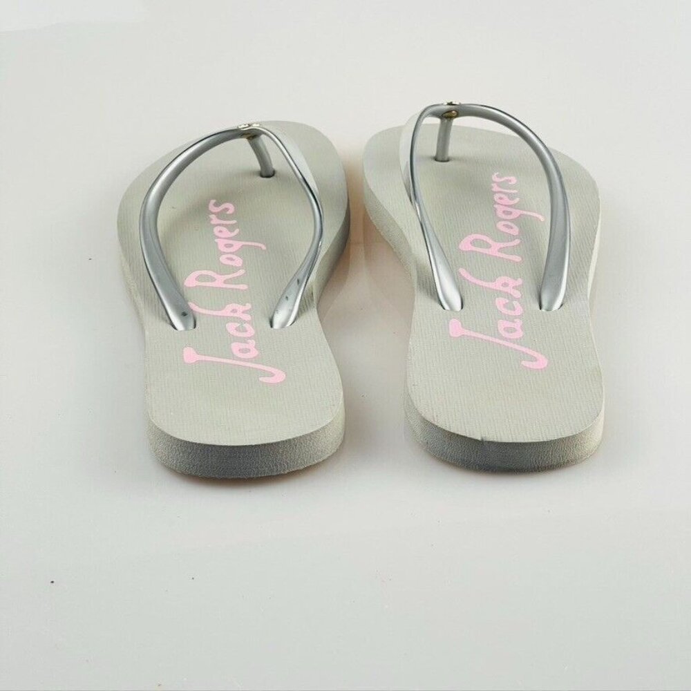 Jack Rogers Shoes Skype Thongs Sandals Silver/Gray Flip Flops Women's Size 7/8 - Picture 4 of 10